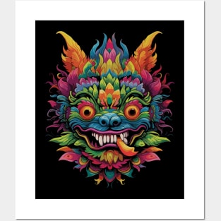 Aztec Chupacabra Colorful Drawing - Mythical Mesoamerican Art Posters and Art